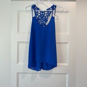 Blue Asymmetrical Cut‎ Out Tank Top